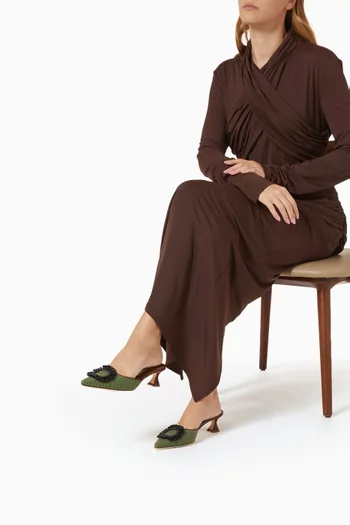 حذاء أتيكالو مفتوح من الخلف بكعب 50 مم خوص