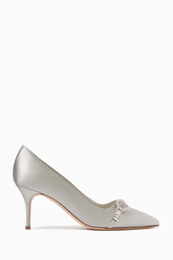 Asa 70 Crystal-embellished Pumps in Satin