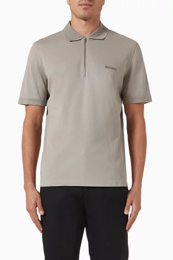 Zip Polo Shirt in Cotton