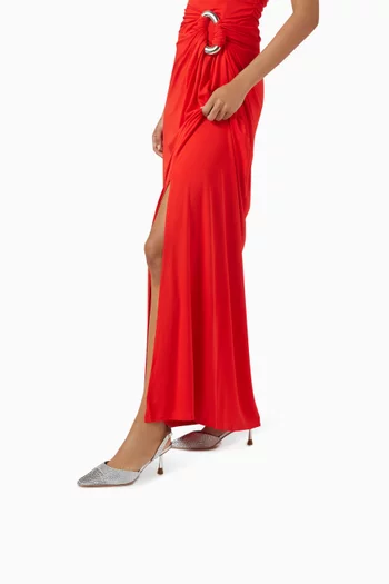 Belize 60 Crystal Slingback Pumps in Satin & Leather