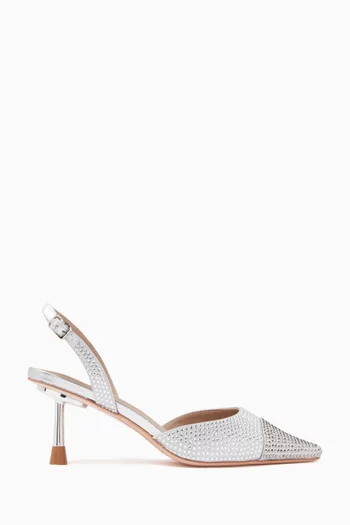 Belize 60 Crystal Slingback Pumps in Satin & Leather