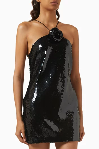 Choker Sequin-embellished Mini Dress