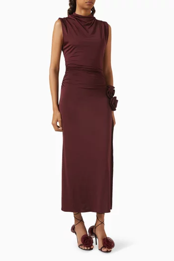 Draped Midi Dress in Stretch-viscose