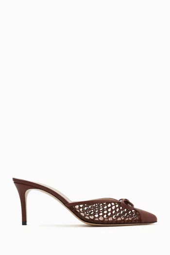 Kris 75 Net Bow Mules in Leather