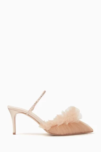 Franca 75 Crystal Mules in Satin and Tulle