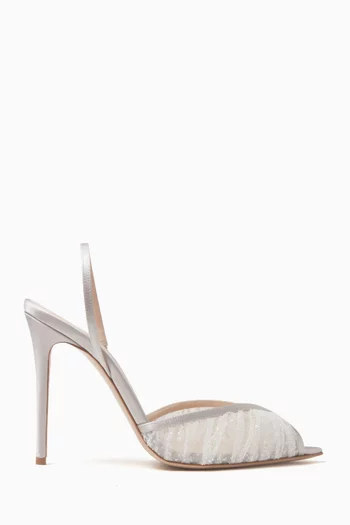 Katy 105 Slingback Sandals in Satin and Tulle