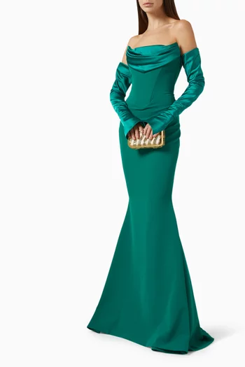 Raven Mermaid Gown in Crepe