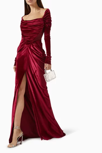 Quinn Off-shoulder Gown in Velvet