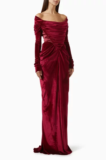 Quinn Off-shoulder Gown in Velvet