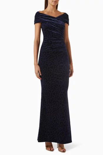 Off-shoulder Mermaid Gown in Velvet