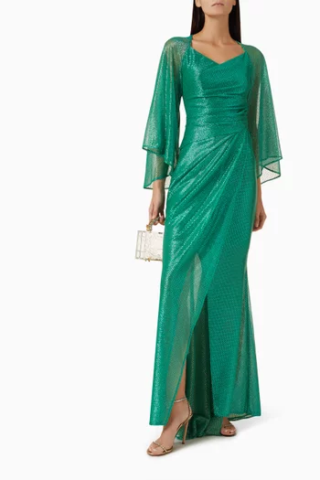 Sequin-embellished Draped Gown