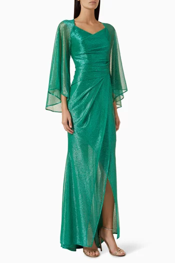 Sequin-embellished Draped Gown