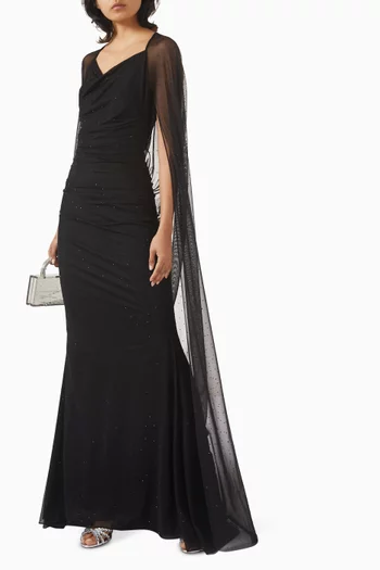 Draped Cape Dress in Tulle