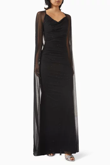 Draped Cape Dress in Tulle
