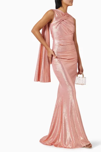 Asymmetrical Cape Gown