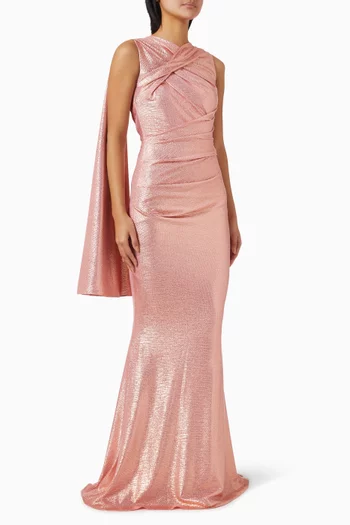 Asymmetrical Cape Gown
