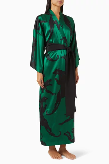 Queenie Panther Robe in Silk-satin