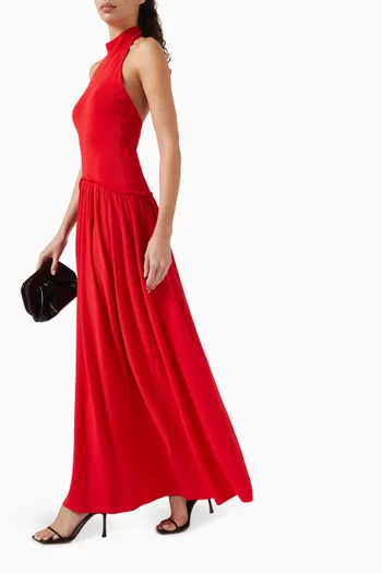 The Halter Soglio Maxi Dress in Viscose Blend