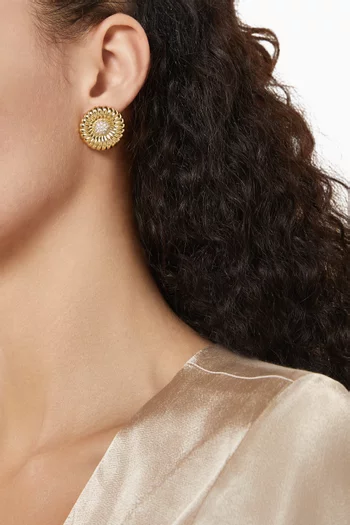 Retro Radiance Earrings in 24kt Gold-plated Brass