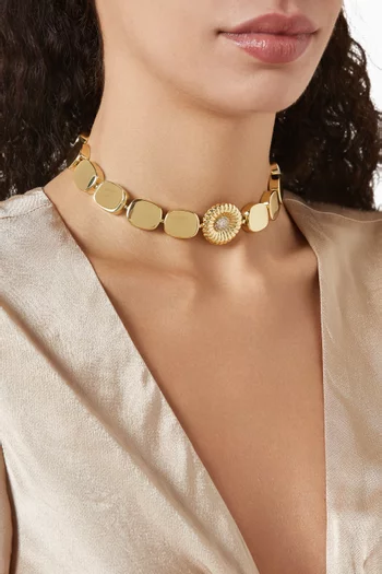 Retro Radiance Necklace in 24kt Gold-plated Brass