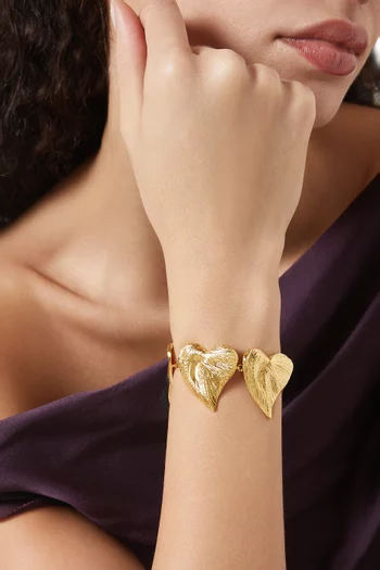 Solid Heart Bracelet in 24kt Gold-plated Brass