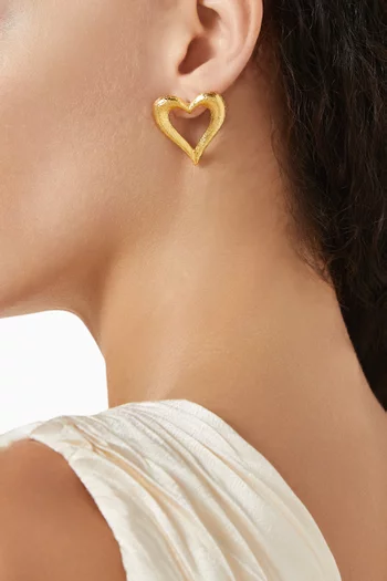 Open Heart Earrings in 24kt Gold-plated Brass
