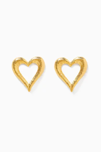 Open Heart Earrings in 24kt Gold-plated Brass