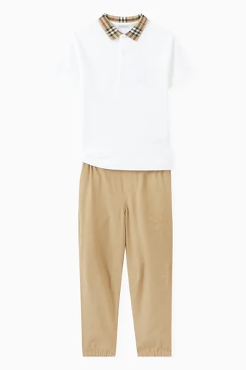 Check-collar Polo Shirt in Cotton Piqué