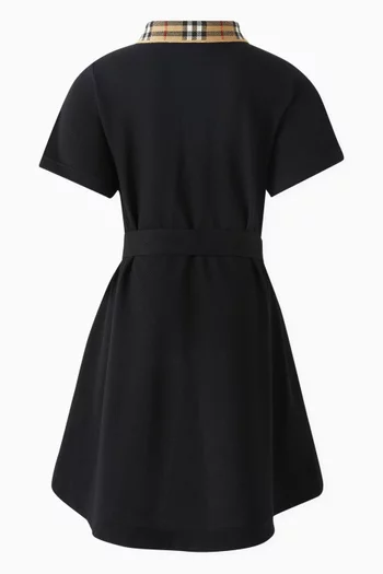 Alesea Check Collar Polo Shirt Dress in Cotton Piqué