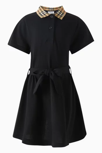 Alesea Check Collar Polo Shirt Dress in Cotton Piqué