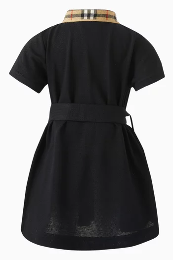 Alesea Check Collar Polo Shirt Dress in Cotton Piqué
