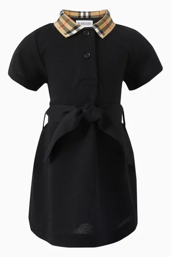 Alesea Check Collar Polo Shirt Dress in Cotton Piqué