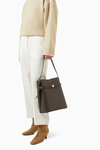 Belted Bucket Bag in Leather