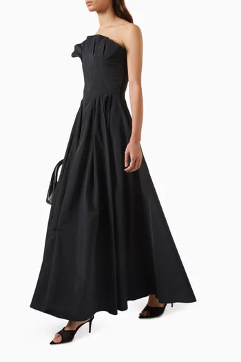Azzurro One-shoulder Maxi Dress in Taffeta