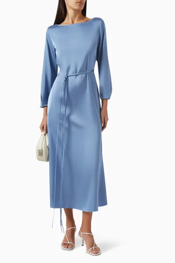 Segesta Belted Midi Dress in Satin