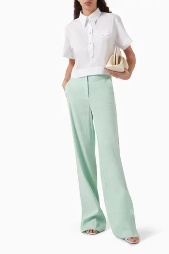 Cropped Shirt in Cotton-poplin