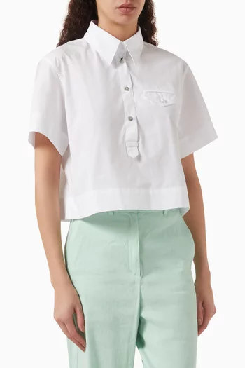 Cropped Shirt in Cotton-poplin