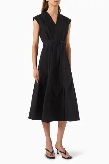 Ossola Belted Midi Dress in Cotton