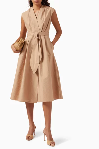 Ossola Belted Midi Dress in Cotton