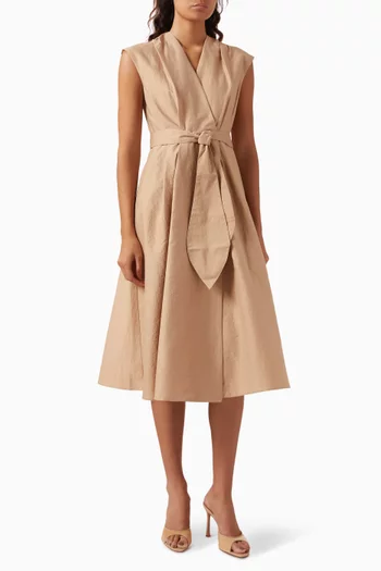 Ossola Belted Midi Dress in Cotton