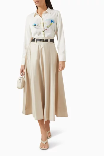 Kuban Belted Midi Skirt in Cotton
