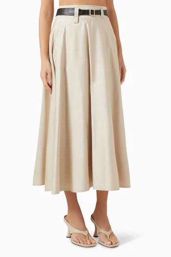 Kuban Belted Midi Skirt in Cotton
