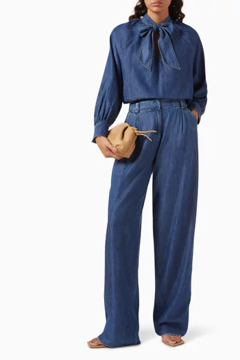 Zigano Tie-neck Shirt in Denim