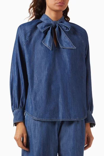 Zigano Tie-neck Shirt in Denim