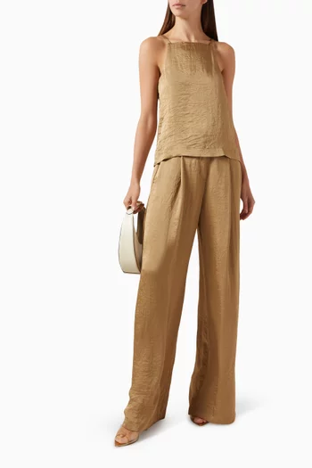 Square-neck Top in Crinkle Fabric