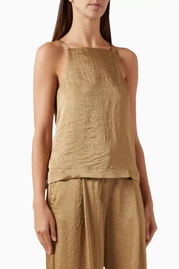 Square-neck Top in Crinkle Fabric