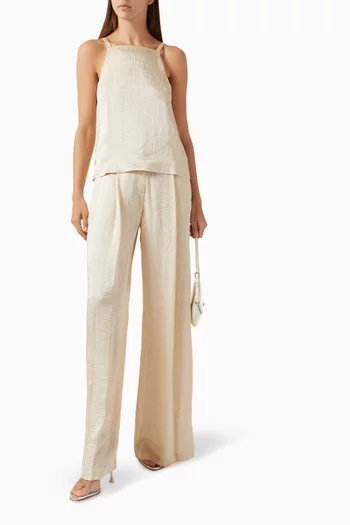 Square-neck Top in Crinkle Fabric