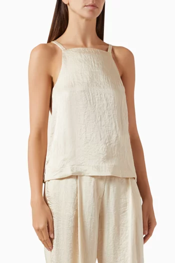 Square-neck Top in Crinkle Fabric