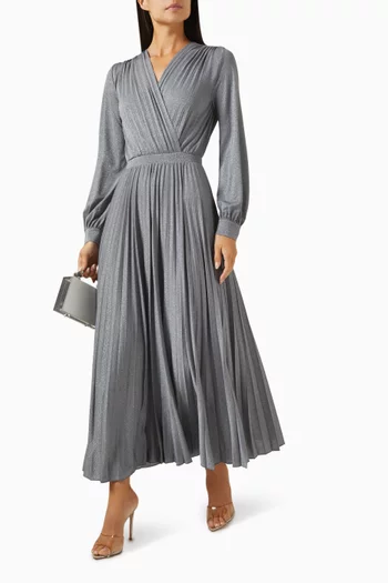 Cascia Pleated Maxi Dress in Lurex Jersey