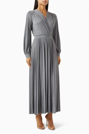 Cascia Pleated Maxi Dress in Lurex Jersey